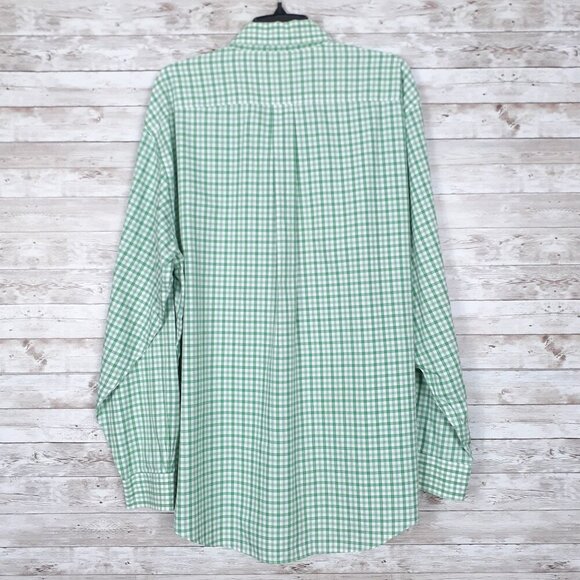 Brooks Brothers 346 Mens Button Down Shirt L Long Sleeve Green Plaid 820 - Picture 2 of 5